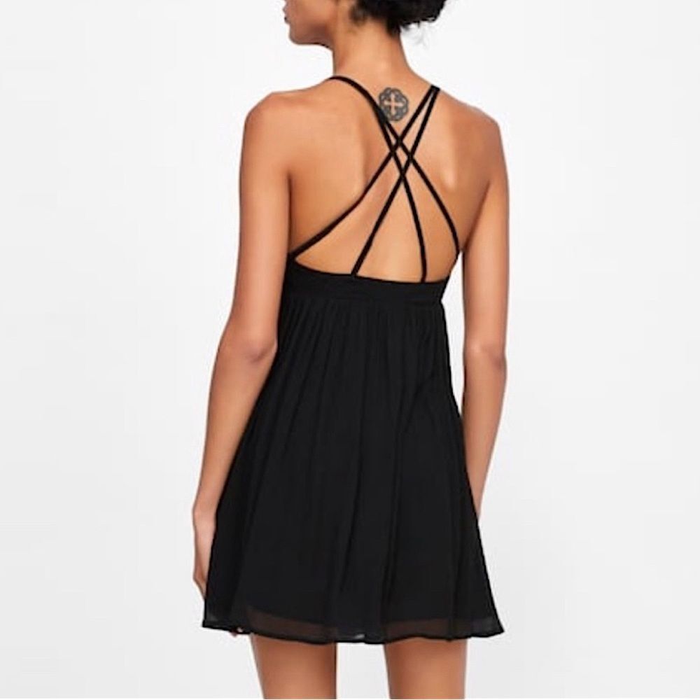 Zara Dress Black Beaded Tulle Sparkly Dress Size Medium - Picture 4 of 12